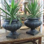 Large Pair of French 19th Century Cast Iron Urns
