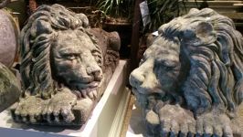 Large Pair of English Cast Stone Lions