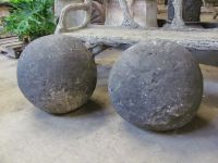 Large English Carved Stone Gate Pier Balls