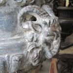 Pair of Tall French Cast Iron Ram's Head Urns