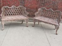 Matched Pair of 19th Century Cast Iron Benches