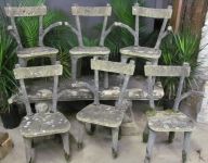 Set of Six French Faux Bois Chairs
