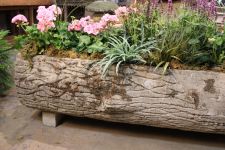 Pair of Exceptionally Long Faux Bois Planters